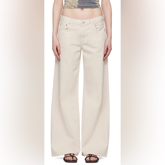 Agolde Cream Wide Leg Jeans - Picture 4 of 4